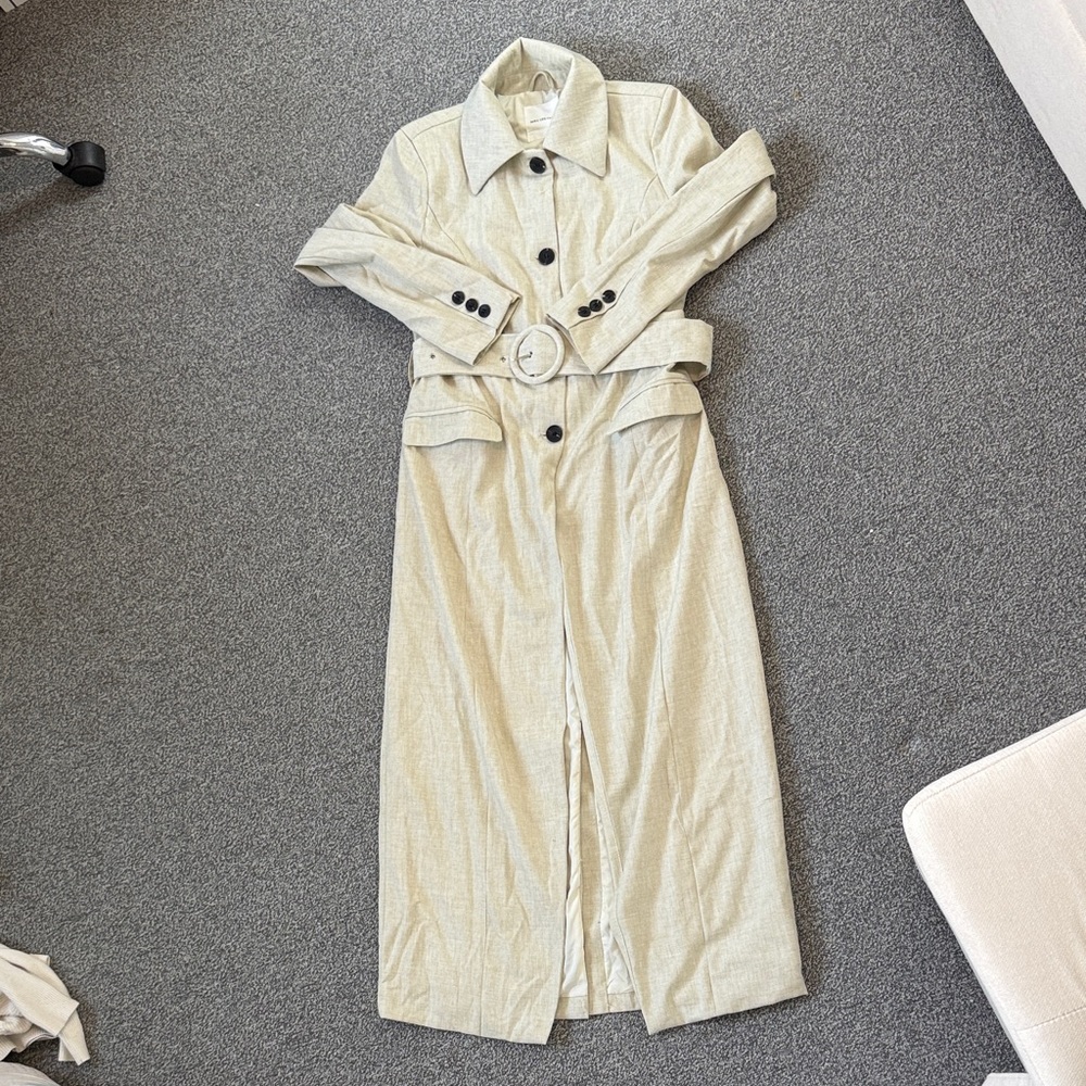 Avec Les Filles Cream Long Sleeve Belted Trench Coat